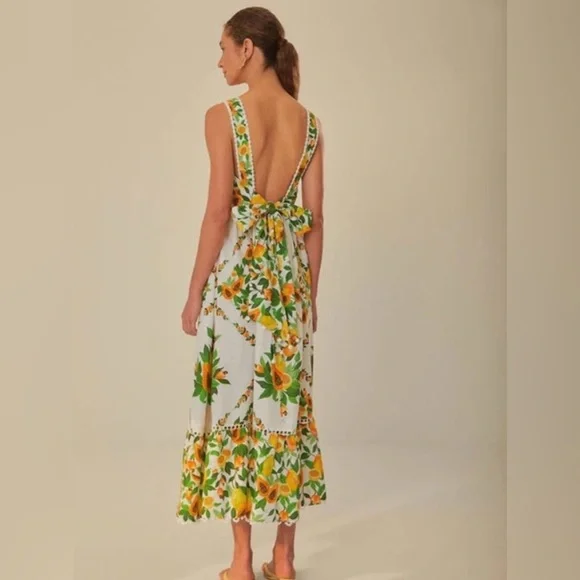 Farm Rio Papaya Salad Linen Sundress - Picture 2 of 7